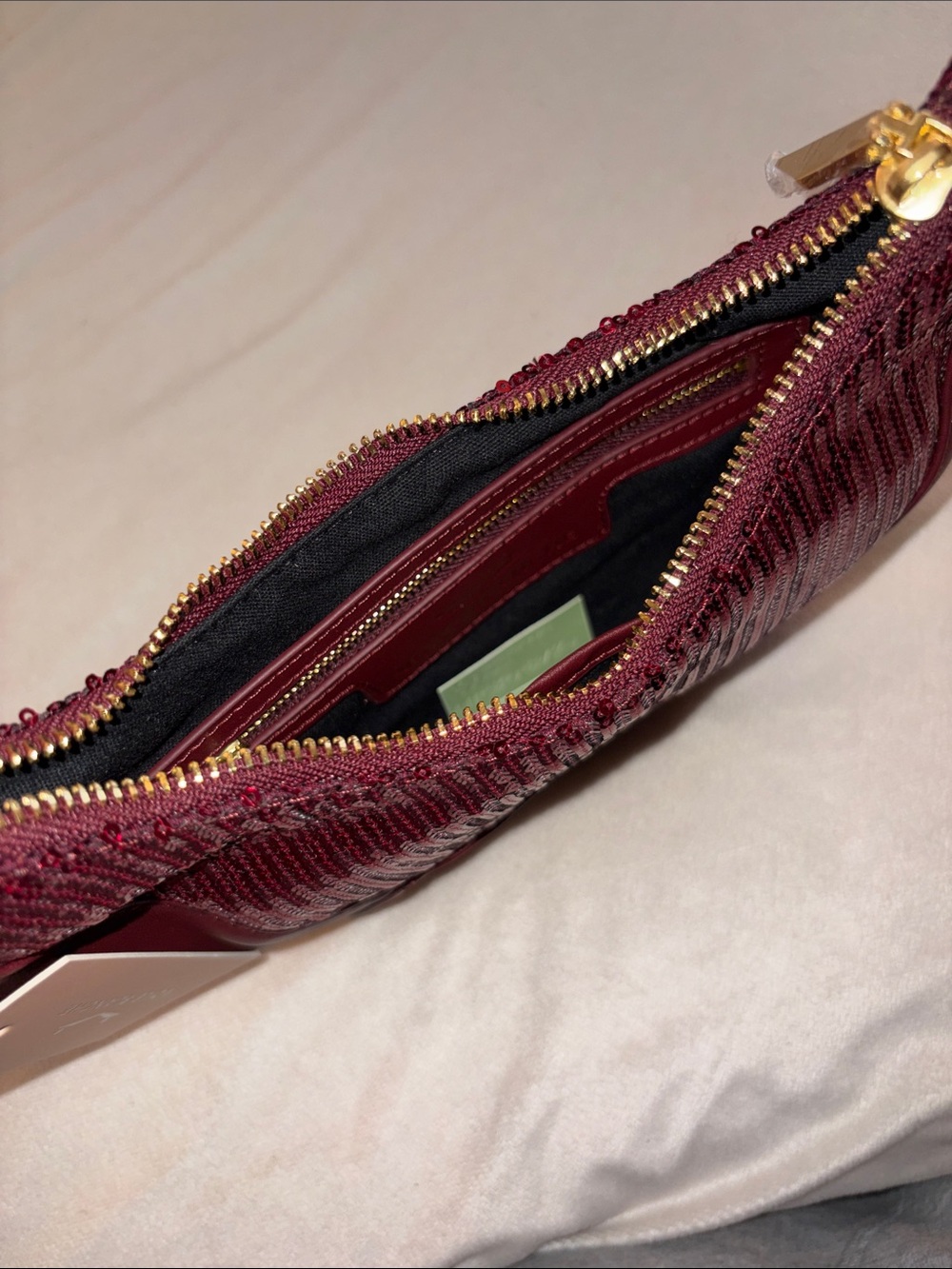 NWT VOILE BLANCHE CLUB Bordeaux Sequins Shoulder Bag - Picture 7 of 8